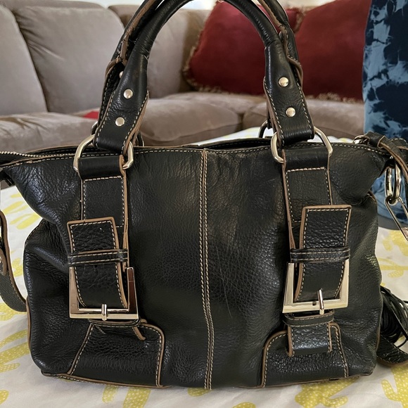 Fortuna Valentino black leather tote with shoulder strap - Picture 3 of 9